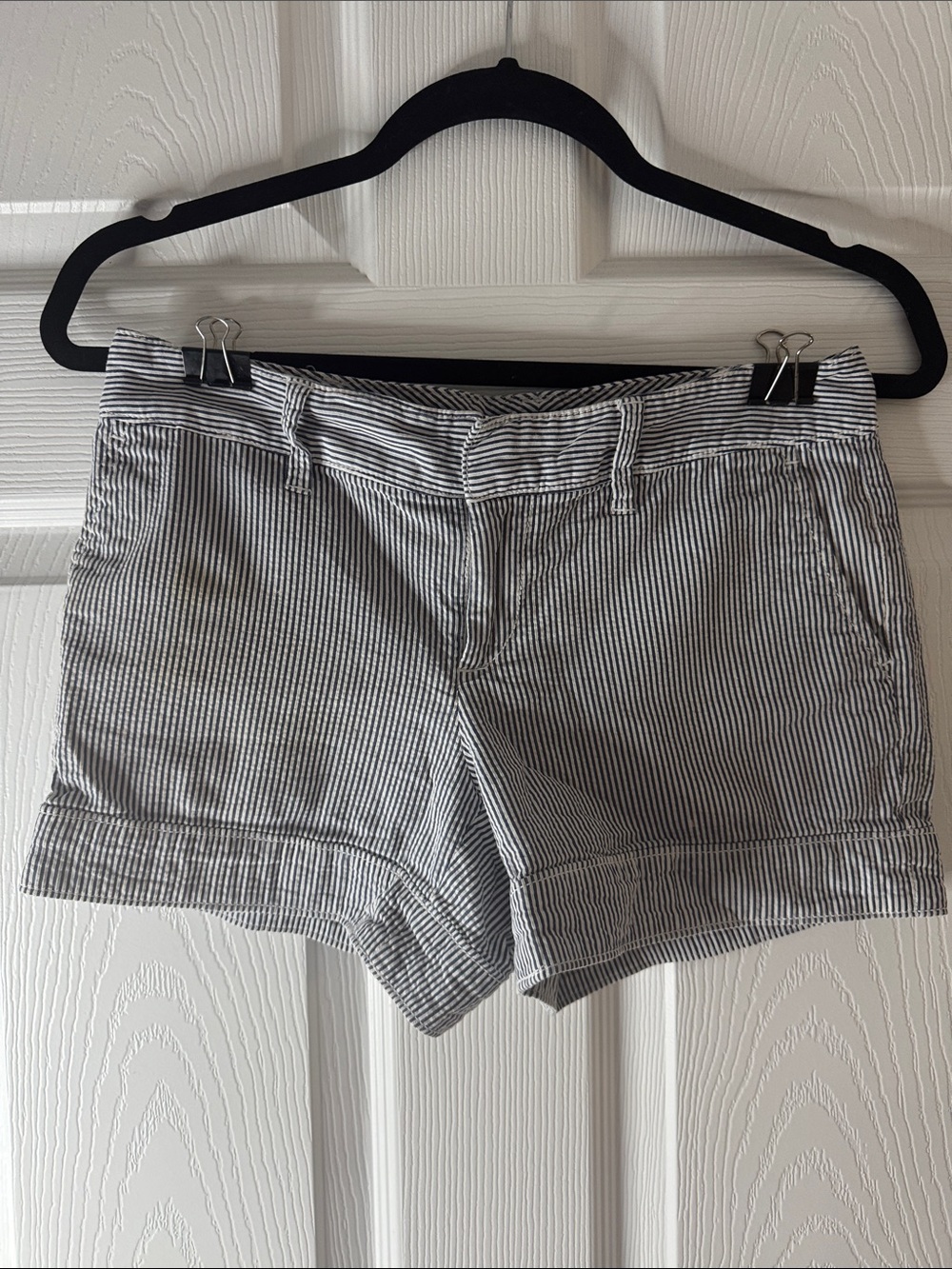 GAP Navy and White Striped Seersucker Bermuda Shorts